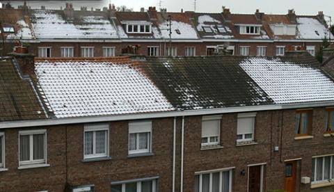Snow covered roofs