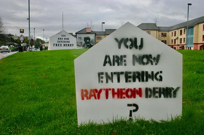 'Raytheon Derry' sign