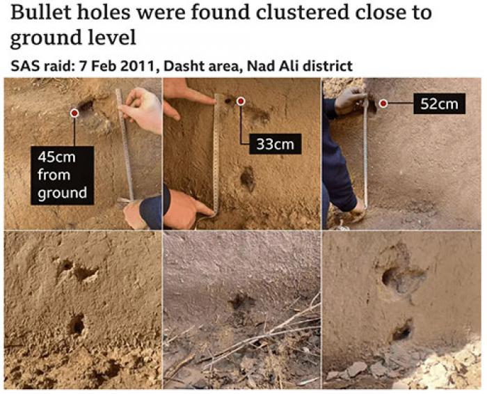 Bullet holes left by an SAS raid in Afghanistan, 7 February 2011 