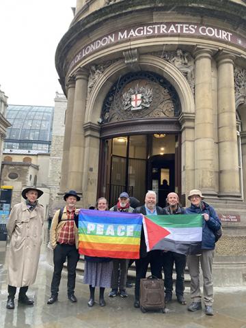 Chris and Virginia with supporters, outside the Court